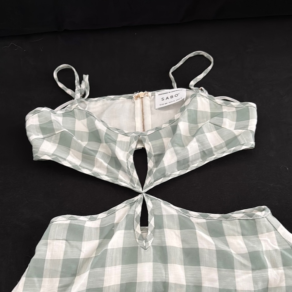 Sabo Green and White Checkered Dress